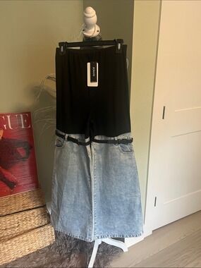 Zcrave Black & Light Wash Two-Tone Wide Leg Jeans